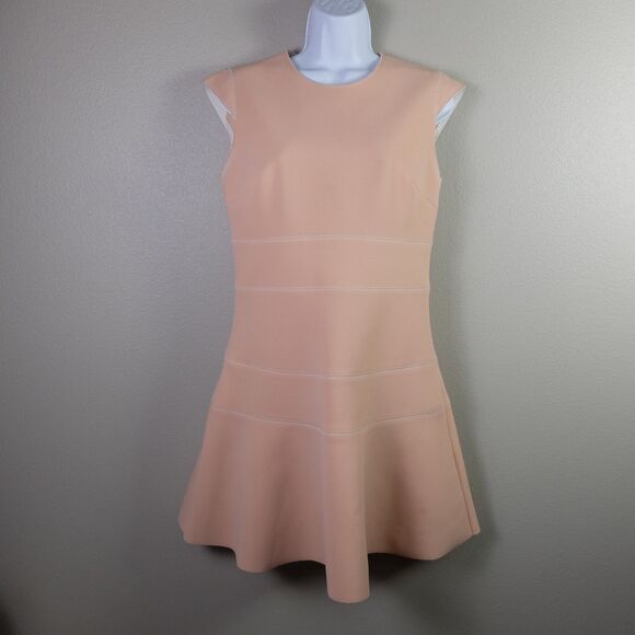 Sandro Paris Light Dusty Pink Remind Mini Dress Fit and Flare Scuba Knit Size 3 - Picture 2 of 7